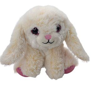 Poopchis friends white plush rabbit glitter eyes pink